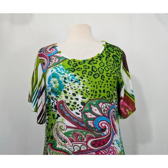 Peppermint Bay Tunic Top Dress Colorful Abstract Print Cover Up Misses Size L - Picture 2 of 6